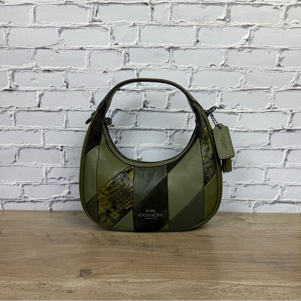 Coach Carmen Mini Crossbody Bag With Patchwork Gunmetal/Olive CCE64 NWT